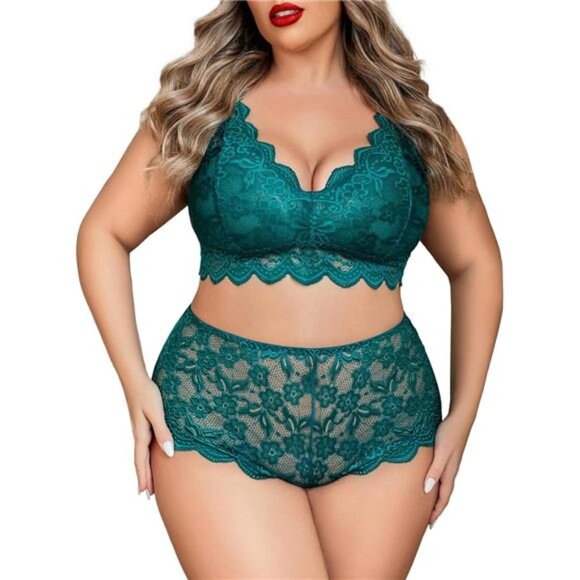 New With Tags Other - Luxe Plus Size Lingerie Set: Sexy Lace Halter Bralette & High-Waist Panty NWT